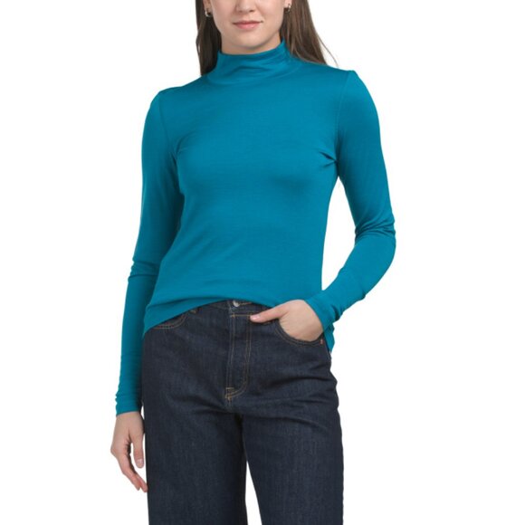 WICKED WOOL Ocean Merino Wool Baselayer Mock Neck Top - Picture 1 of 2
